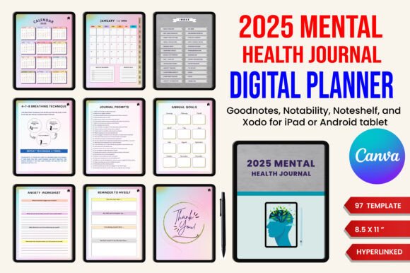 2025 Digital Mental Health Journal: Your All-in-One Tool for Mindful Living