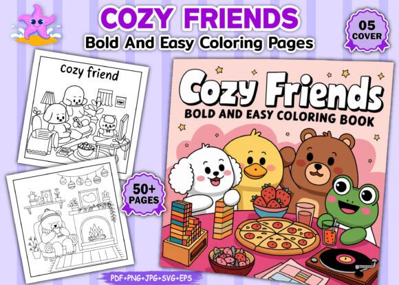 Cozy Friends Bold and Easy Coloring Book: A Practical Tool for Creative Workflow and Mindfulness