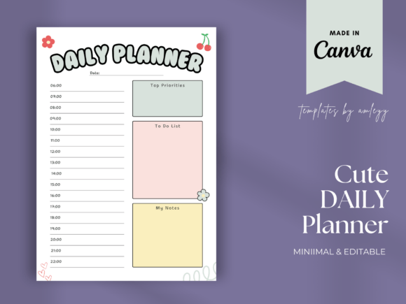 Cute Daily Planner Templates Editable