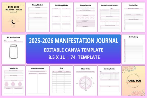 Editable 2025-2026 Manifestation Journal: A Tool for Purposeful Living